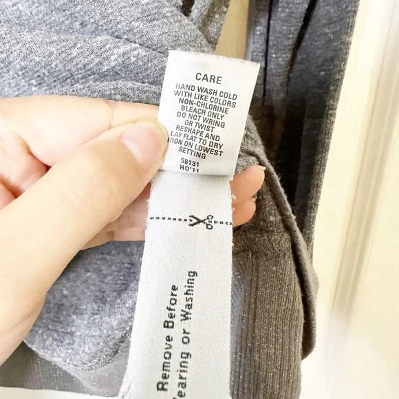 MADEWELL Hi-Line Size Small Gray Space Dye Cropped Length Long Sleeve Tee - Picture 6 of 7